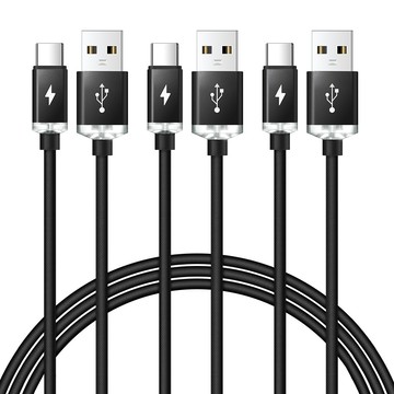 Home Planet Type-C 鋁製充電線  2m  黑色  3條