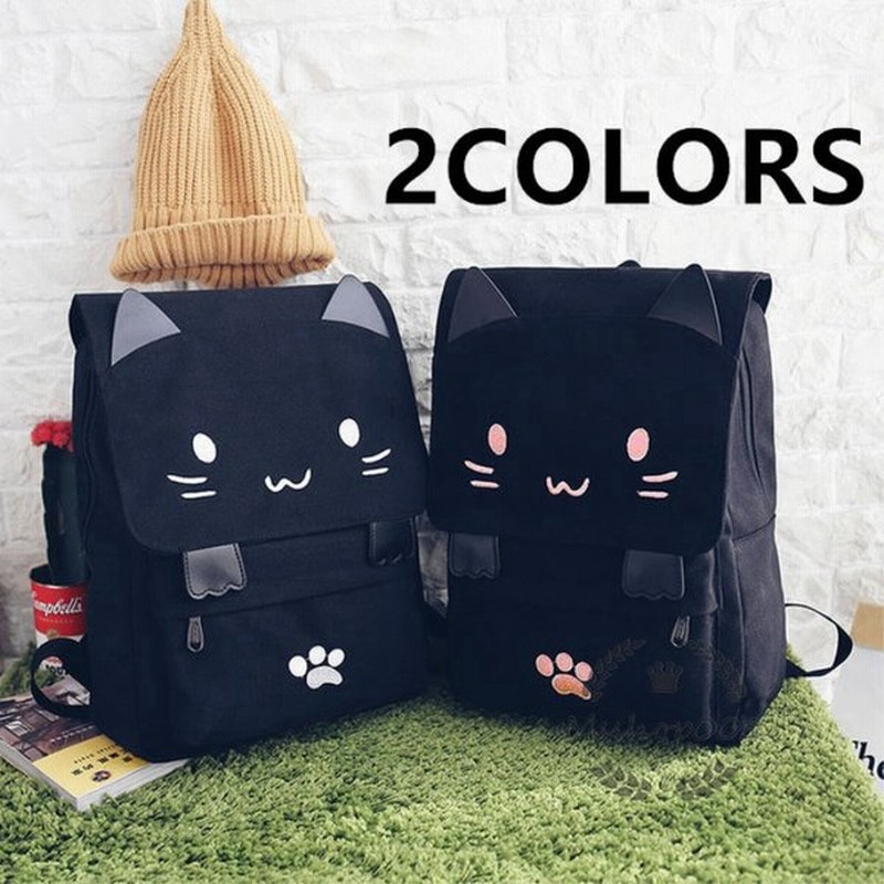 リュックサック かわいい ネコ 猫 レディース 可愛い 女性鞄 おしゃれ 通学 高校生 女子 中学生 かばん 旅行 バックパック 大容量 軽量 キッズ キャンバス 通販 Lineポイント最大get Lineショッピング