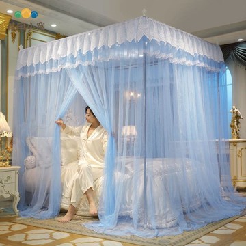 免運 蚊帳 睡簾 加厚遮光 新款三開門落地蚊帳 加密蚊帳 加厚不銹鋼支架家用全包圍宮廷帳 可開發票 全館八折 工廠現貨直銷 新品特價 h1097