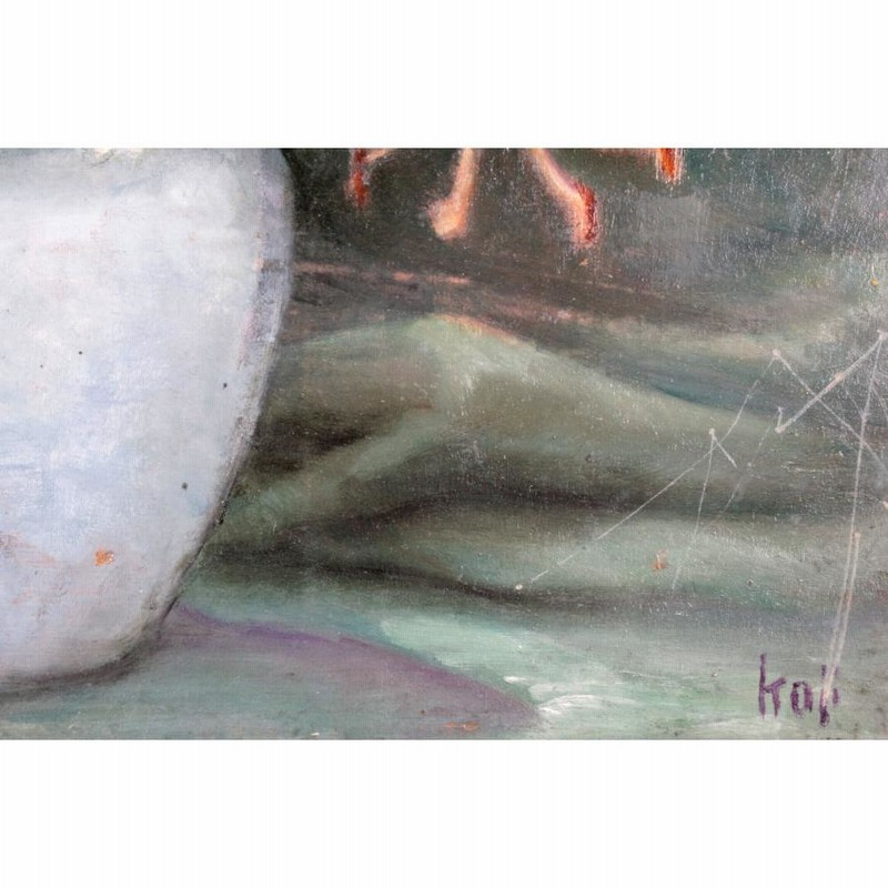 中根孝治 「花瓶と百合」 油絵・油彩画 絵画 - 北海道画廊