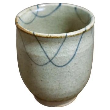 土物繪 湯吞杯-日本製 陶瓷杯  綠紋  1個