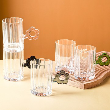 日本FOREVER 花朵造型把手杯/小巧造型水杯/果汁杯250ML-5入 - 灰色