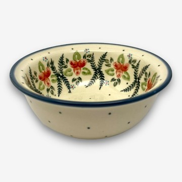 波蘭手繪手工陶-飯碗 小碗 點心碗 早餐碗 14cm 小紅莓果系列