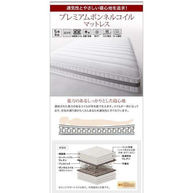 10%OFFセール) シングルベッド マットレス付き プレミアムボンネル