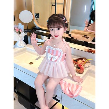 兒童泳衣女童游泳衣夏季網紅洋氣公主女孩溫泉海邊寶寶連體泳裝