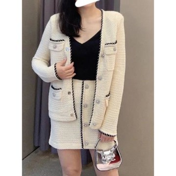 多變女友 2024早秋法式千金象牙白小香風氣質百搭針織開衫外套女
