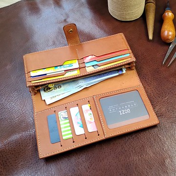 真皮皮夾 | 手工皮夾 | 客製化禮物 | 植鞣皮-長夾十號