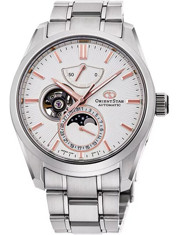 ORIENT 東方錶-東方之星 Moon Phase 系列 月相 半鏤空錶(RE-AY0003S)-41mm-白面鋼帶【刷卡回饋 分期0利率】【APP下單點數13倍送】
