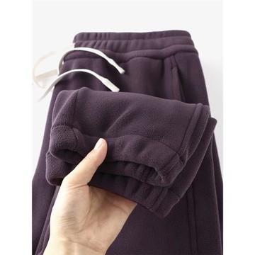「烏梅紫醬」500G重磅加厚奧粒絨束腳衛褲秋冬厚實保暖休閑運動褲