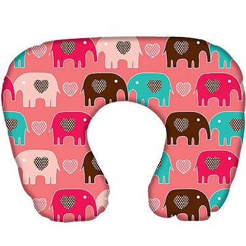 《DQ》好拆洗充氣枕-愛心象-- 午睡枕 飛機枕 旅行枕 護頸枕 U行枕