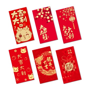 快樂小島龍年版燙金紅包袋1袋6包(同款)