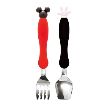 日本 EDISON 不鏽鋼幼兒學習湯叉組/叉匙-米奇