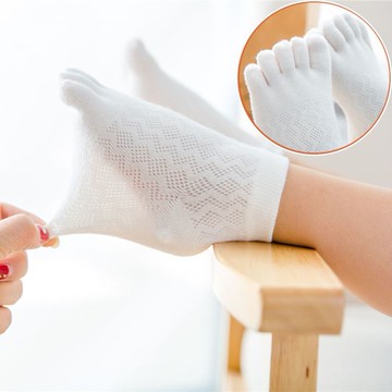 兒童襪子夏季五指襪夏純棉網眼超薄透氣男女童純色分趾襪小童