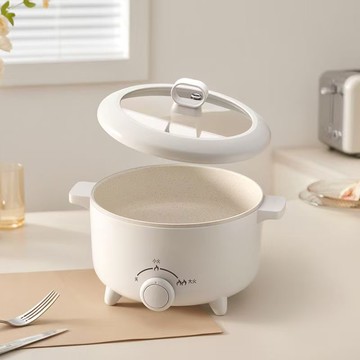 奶白電煮鍋家用多功能蒸煮煎炒一體不粘鍋宿舍小型泡面鍋電熱火鍋179-YJ 快速出貨