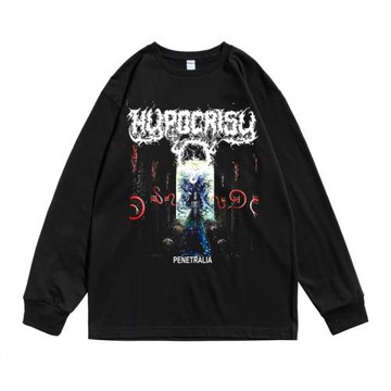 瑞典搖滾死亡金屬Hypocrisy偽善樂隊個性印花長袖T恤寬松純棉男女