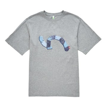 5th STREET｜山形｜男裝｜仿牛仔貼布印短袖T恤｜灰色