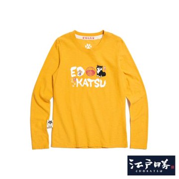 江戶勝 女裝 勝太郎系列 勝太郎字體長袖T恤-桔黃色