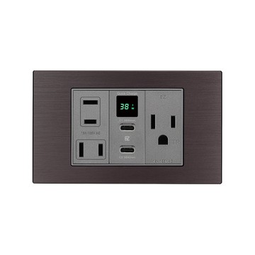 EZ CHARGER 金屬拉絲質感磁吸面板_38W USB快充插座+雙AC插座+AC安全插座_台灣及國際安全認證