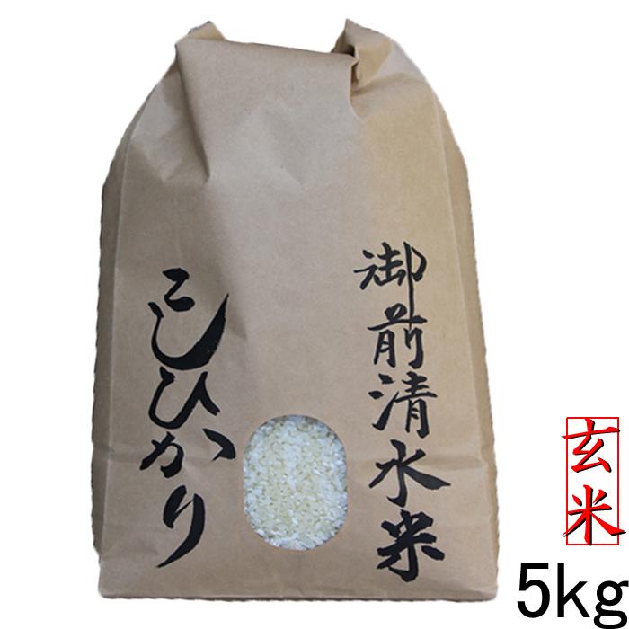 新米 令和5年 新潟産 コシヒカリ 5kg 玄米 送料無料 御前清水米 栽培期間中農薬不使用 有機肥料１００％使用 無農薬 米