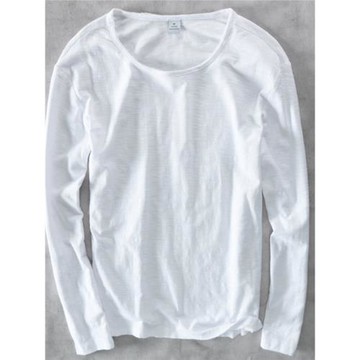 竹節棉t恤長袖薄款夏季超薄男士打底衫純棉內搭潮流寬松大碼體恤