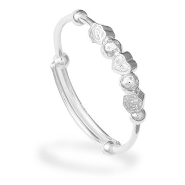 【童樂繪金飾】兒童純銀手鐲手環 玫瑰愛心 (彌月銀飾 滿月禮)