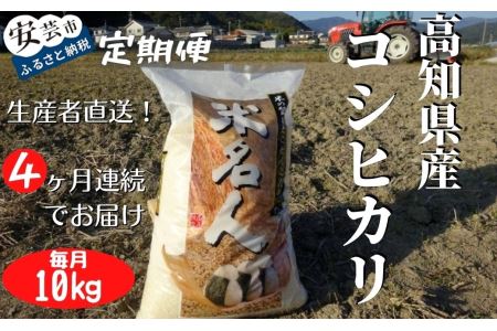 《令和5年産新米》4ヵ月連続でお届け!!「コシヒカリ(白米)」定期便 10kg×4回