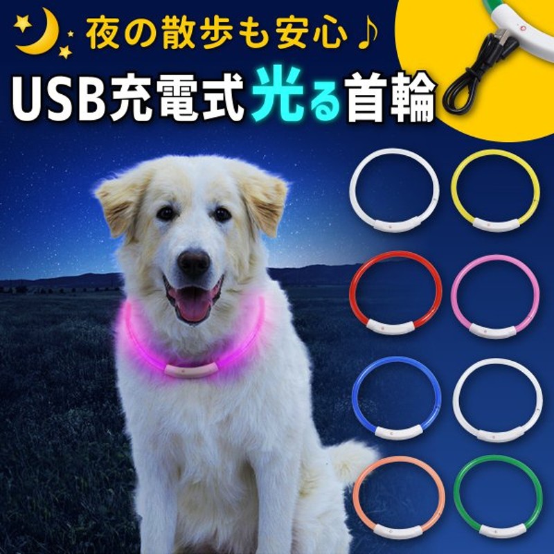 今だけ限定15%OFFクーポン発行中 犬 猫 光る 首輪 LED 夜間 ペット 散歩 ライト USB 充電 小型犬 中型犬 大型犬  discoversvg.com