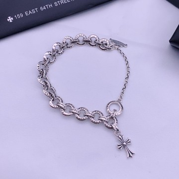 S925純銀克羅新個性圓環扣時尚潮牌復古字母十字架手鏈項鏈男女