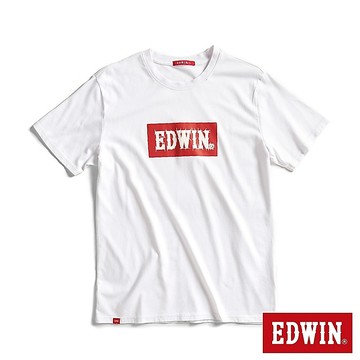 EDWIN 中性款 網路獨家 手繪草圖BOX LOGO短袖T恤(白色)