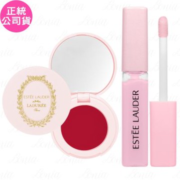 ESTEE LAUDER 雅詩蘭黛 粉嫩慾望晶透潤唇膏#04 Laduree聯名款(1.6g)+粉嫩慾望全效修護唇膜(4.6ml)(公司貨)