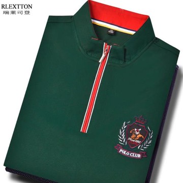 立領短袖拉鏈T恤男體恤 薄款珠地棉網眼高檔POLO衫半袖上衣服夏季