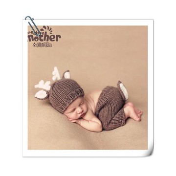 清倉嬰兒攝影服裝影樓寶寶拍照小鹿造型帽子褲子新生兒月子照道具