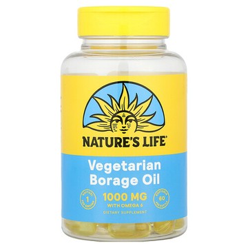 Nature's Life, 素食玻璃苣油，1000 毫克，60 粒全素軟膠囊