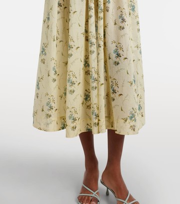 Dôen Ashlynn gathered floral cotton midi dress