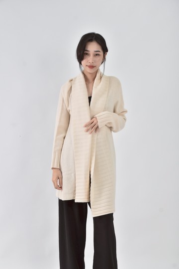 (F) pesce秋冬羊毛針織杏色罩衫