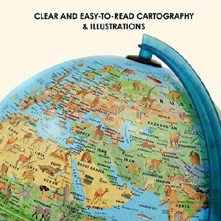 Waypoint Geographic Safari Explorer Animals Globe, World Globe, Illuminated Desktop Globe with Blue Physical Earth and 100s of Illustrated Animals