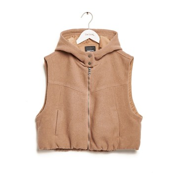 SOMETHING｜女裝｜寬版短毛呢連帽背心