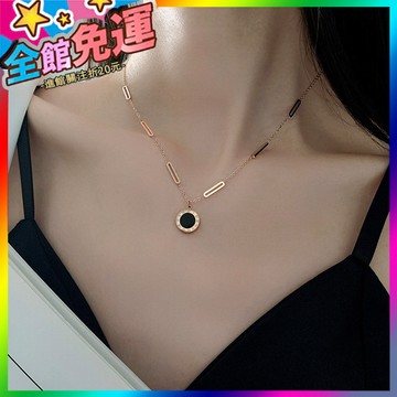 🌸台灣出貨🌸 羅馬項鏈女2024新款爆款輕奢小衆高級感ins潮鎖骨頸鏈鈦鋼不掉色 🥇滿額免運🥇X370-11-A