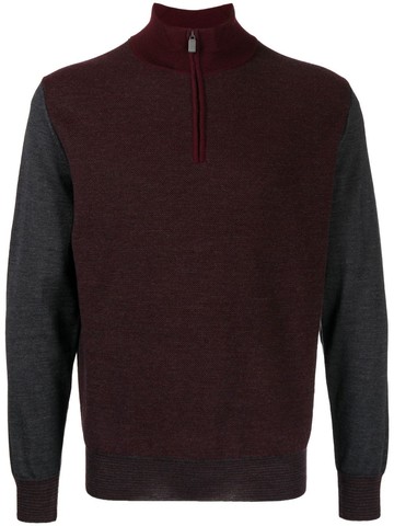 Canali - colour-block wool sweatshirt - men - Wool - 48 - Grey