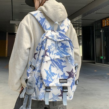 熱銷💯雙肩包女大容量塗鴉休閒雙肩背包男電腦包初中高中生書包學生書包 大容量後背包 韓版多層畢旅耐重雙肩包 EMEJ