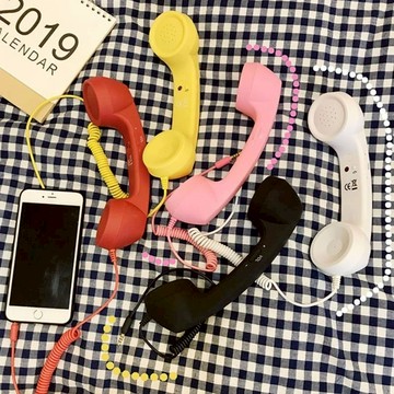 台灣出貨  手機外接座機聽筒複古式手機話筒語音有線連接通用型壹鍵接聽音量調節