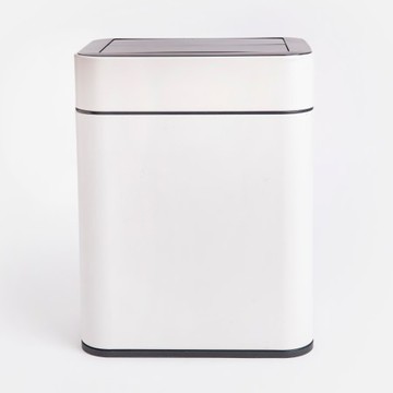 伊登ABS對開感應不鏽鋼垃圾桶15L白