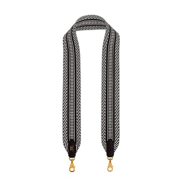 HERMES 愛馬仕經典Sangle Cavale系列寬版帆布拼色織帶背帶 (黑色)