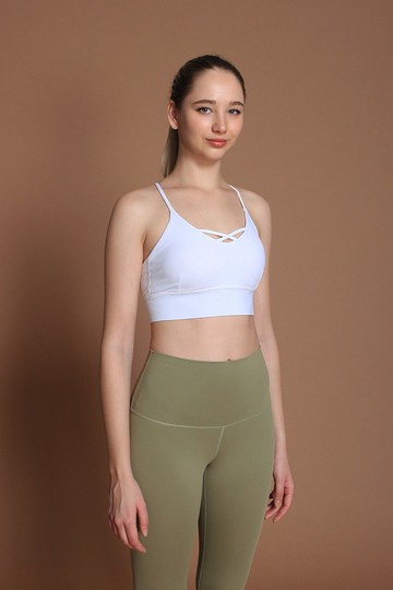 Sweety細肩帶背V長版運動內衣@breathm-白