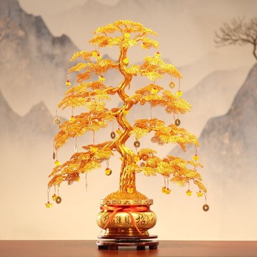 DIY 手工鋁線編織金錢樹 招財樹 搖錢樹 招財擺飾 風水擺件 開幕送禮 手工發財樹店鋪招財傢居裝飾擺件