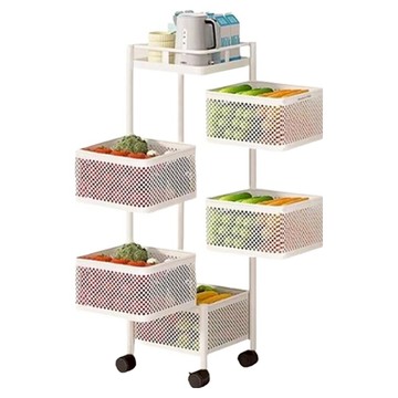 Market Plan 多層收納旋轉貨架移動式手推車 94 x 28cm  5層  白色
