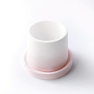 (預購) 草莓牛奶系列 | 圓形漸層水泥盆器底盤兩件組