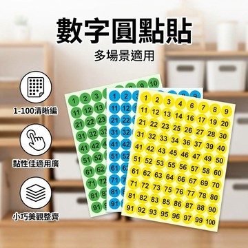 【台灣現貨】 1~100 數字圓貼 標籤貼 標記貼 數字貼