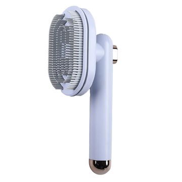 Truly House 寵物SPA浮毛梳  90度自由旋轉  全身水洗設計  一鍵清潔  淺藍色  1個