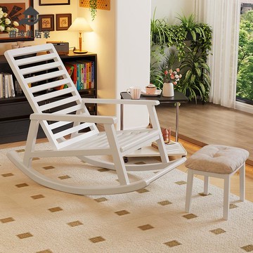 全實木  橡膠木搖搖椅懶人可躺睡單人沙發椅 家用 客廳陽臺休閑搖搖椅qxm7191